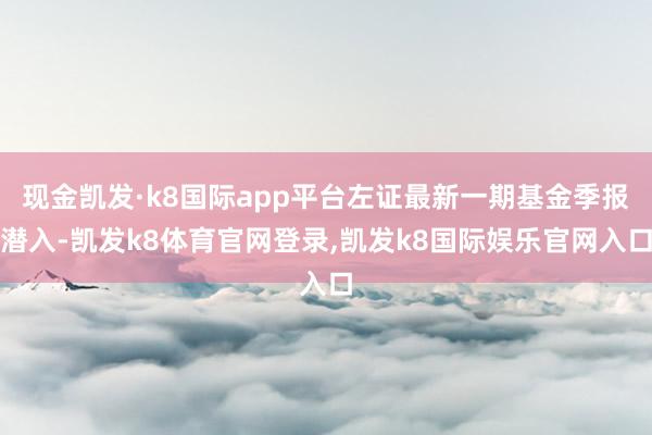 现金凯发·k8国际app平台左证最新一期基金季报潜入-凯发k8体育官网登录,凯发k8国际娱乐官网入口