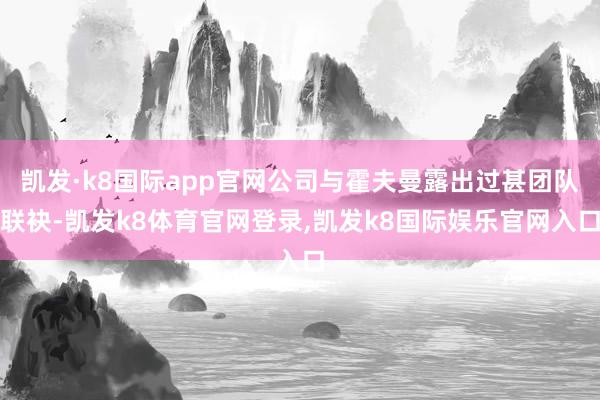 凯发·k8国际app官网公司与霍夫曼露出过甚团队联袂-凯发k8体育官网登录,凯发k8国际娱乐官网入口
