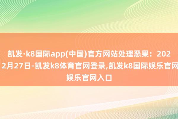 凯发·k8国际app(中国)官方网站处理恶果:2024年12月27日-凯发k8体育官网登录,凯发k8国际娱乐官网入口